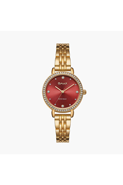 Omax ساعة نسائية تناظرية ذهبية بسوار معدني، مقاس 31 مم | UT-CS002G71S