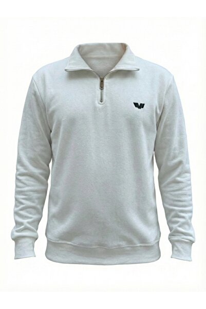 Muvahhid Giyim ياقة مرتفعة متوسطة الطول سترة قطنية من قماش سالونيك الأبيض