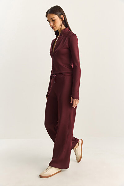 Bianco Lucci Women's Mock Neck Zippered Loose Pants Bottom-Top Set 04402 60283853