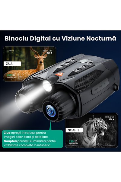 OEM Binoclu 4K TECHNOVICI Night Vision Infrarosu Zoom 10x 48MP Vanatoare Lanterna Busola 5000mAh + 0GB