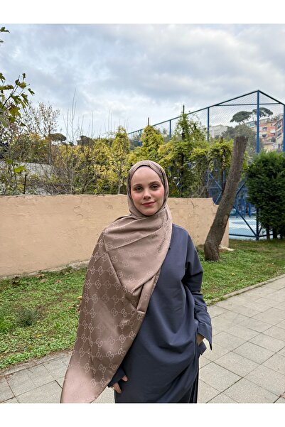 CUOCA LOUNGE Desenli Sütlü Kahve Pamuk İpek Şal