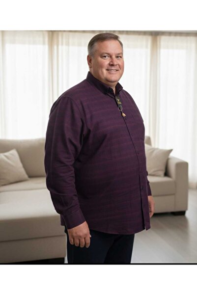 Grand Star 100% Wool Collar with Hidden Buttons, Patterned Pockets, Oversized Size Men's Winter Shirt