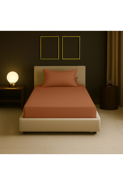 Sabia 100% Cotton 62 Thread Count 90X190 cm +30 cm Height Suitable Single Size Fitted Sheet Set