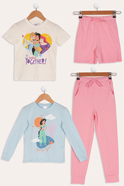 FOR YOU MODA 4-teiliges Disney-Prinzessinnen-Set aus T-Shirt und Shorts