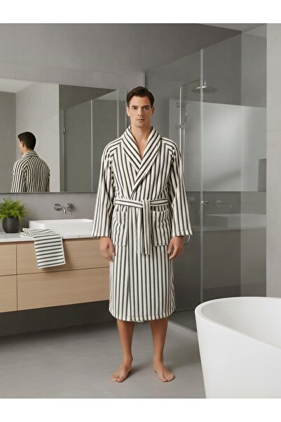 Havlu Denizi Ev Tekstil Ürünleri Striped Colorful Men's Robe
