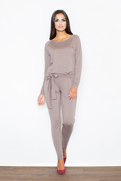 Figl Viscose jumpsuit with side ties - brown M355 size L