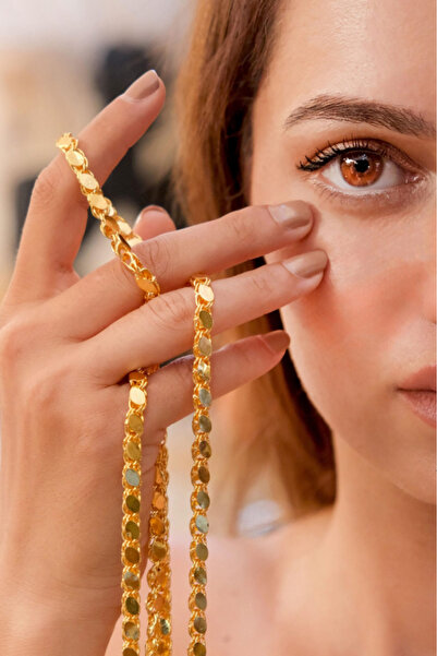 bizim altinci Altın Orta Kalın Halep Pullu Zincir Kolye 5mm