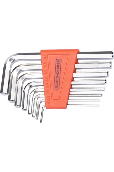 Black&Decker BLACK+DECKER Steel Hex Key Set, 8-piece, sizes 1.5-6 mm, Orange/Black - BDHT81593