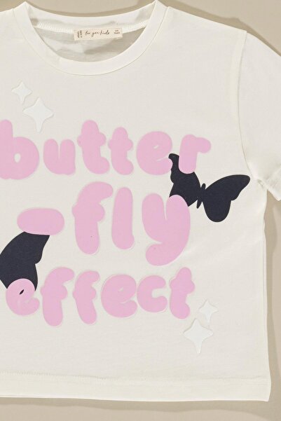 FOR YOU MODA Set aus T-Shirt und Shorts mit rosa Schmetterlingsmuster