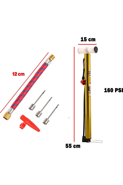 MH MiniHediye Set de 6 vârfuri pentru pompă de bicicletă, mâner de mână, tub metalic, bilă, anvelopă, vârf de umflare Şambrel