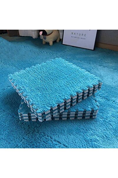 Faria Fluffy Carpet Puzzle Type with Polystyrene Base and EVA Foam 32x32 cm (1 pc), Light Blue