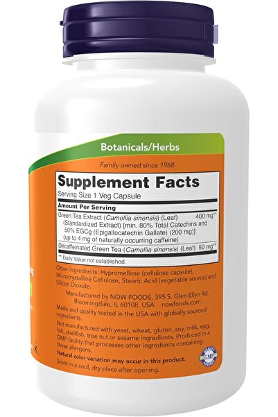 Now Foods AGC Green Tea Extract 400 mg - 180 Vegetable Capsules