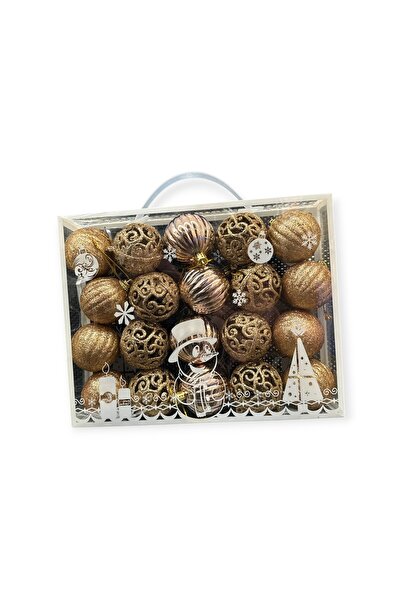 QZZ Christmas Baubles Set 20 Pieces with Bag, Gold Color – Christmas Tree Decoration