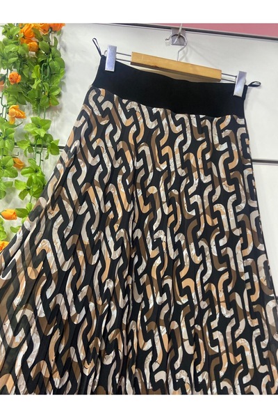 edu collection Patterned Chiffon Bell Skirt with Lining