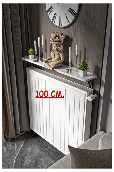 Retodesign Montajsız Beyaz Petek Üstü Metal Raf, Kalorifer Peteği Raf Dresuar Uçan Raf 100 Cm 100100