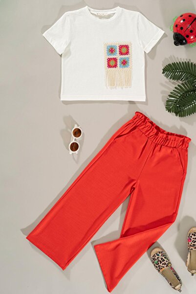 FOR YOU MODA Set aus bestickter Tasche und floraler Hose