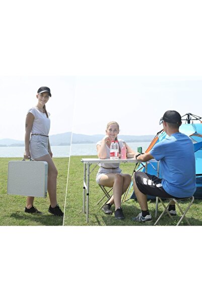 Generic Foldable Aluminum Table, Adjustable Height Lightweight Portable Camping Table (90 x 60 cm)