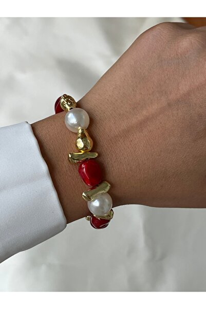 Twinssis Accessories Elastic Natural Stone Look Colored Acrylic Bracelet