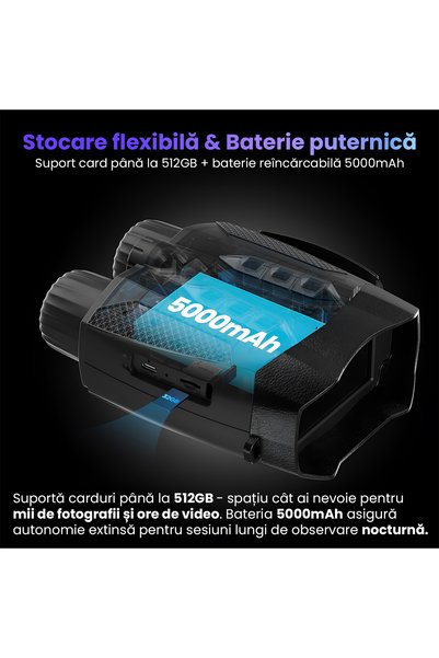 OEM Binoclu 4K TECHNOVICI Night Vision Infrarosu Zoom 10x 48MP Vanatoare Lanterna Busola 5000mAh 16GB