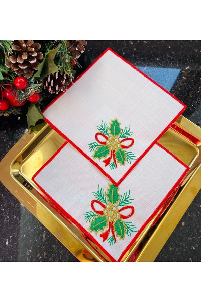 ELÇİÇEK HOME مناديل تقديم، مناديل كوكتيل، مناديل تقديم مزخرفة لعيد الميلاد 2 ...