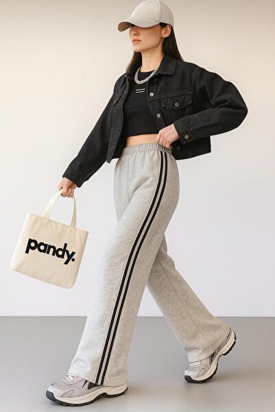 pandy Γυναικείο φαρδύ παντελόνι με διπλή ρίγα