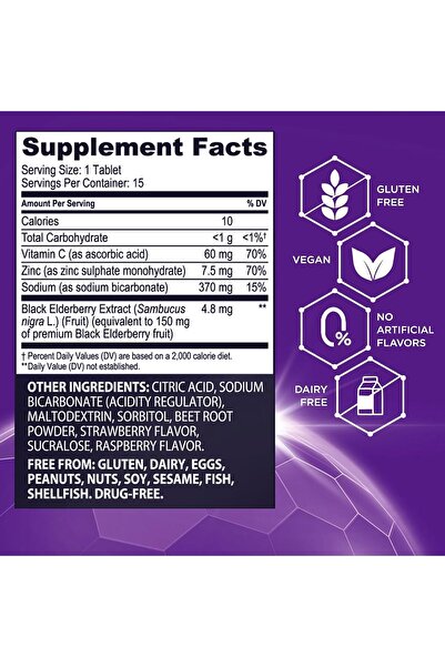 Sambucol Elderberry Effervescent Tablets, 15 Count, L-Carnitine