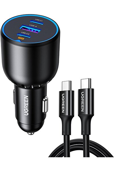 Generic UGREEN 130W Type C Car Fast Charger - 3-Port with 100W USB-C Cable