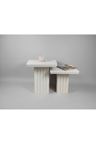 kuppdesign Neva Yan Sehpa Krem 2'li Set