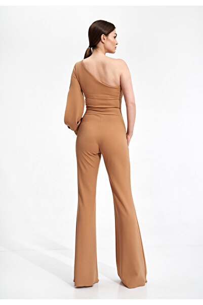 Figl Salopetă elegantă cu un singur umăr - salopetă de mireasă - bej M870 mărimea XL