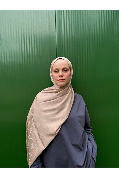 CUOCA LOUNGE Desenli Açık Bej Pamuk İpek Şal