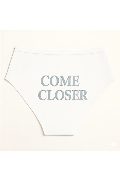 TWINTICKS White Women's Slip Panties, Metallic Lettering Printed , Fun Underwear