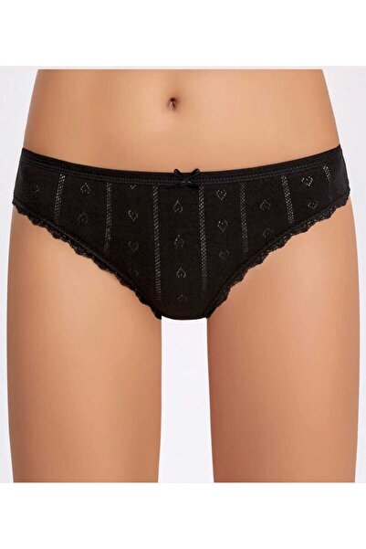 YILDIZ 100% Cotton 6-Pack Jacquard Ribbed Lace Bikini Panties Q3570