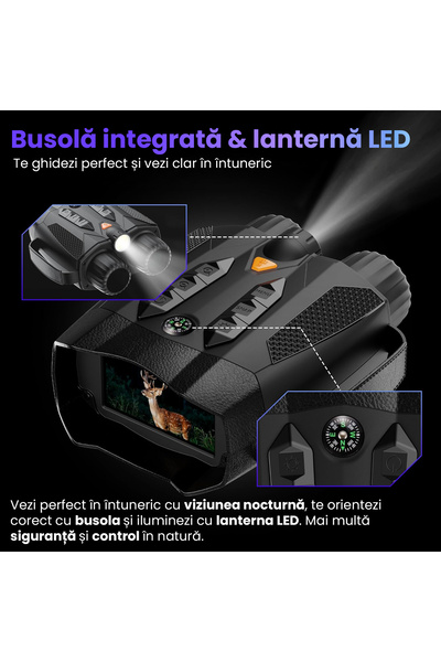 OEM Binoclu 4K TECHNOVICI Night Vision Infrarosu Zoom 10x 48MP Vanatoare Lanterna Busola 5000mAh 64GB
