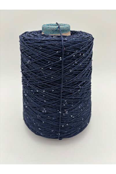 kumasfabrik (500Gr) Sequin Cotton Hand Knitting Yarn/Sequin Yarn/Color-Indigo
