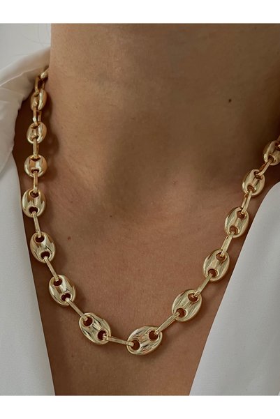 Twinssis Accessories قلادة سلسلة حبوب ذهبية من الزنك