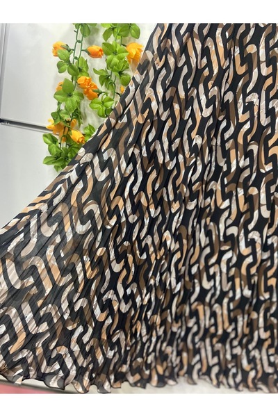 edu collection Patterned Chiffon Bell Skirt with Lining