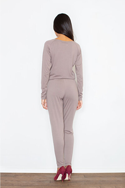 Figl Viscose jumpsuit with side ties - brown M355 size L