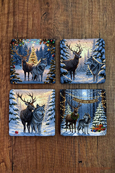 Begoloni Stone Decor Natural Stone Coaster - Christmast New Year Printed 10X10Cm Ai Noel - Stone Coasters 523