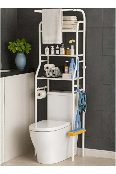 SUPPLIER 3-Tier Bathroom Storage Rack - White Metal Organizer with Towel Bar, 160 cm