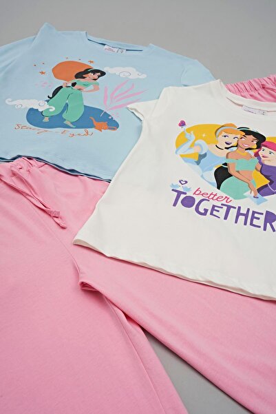 FOR YOU MODA 4-teiliges Disney-Prinzessinnen-Set aus T-Shirt und Shorts