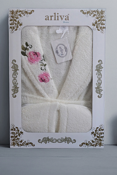 Arliva Home ROSEL TERLİKLİ BORNOZ SETİ S-M / L-XL