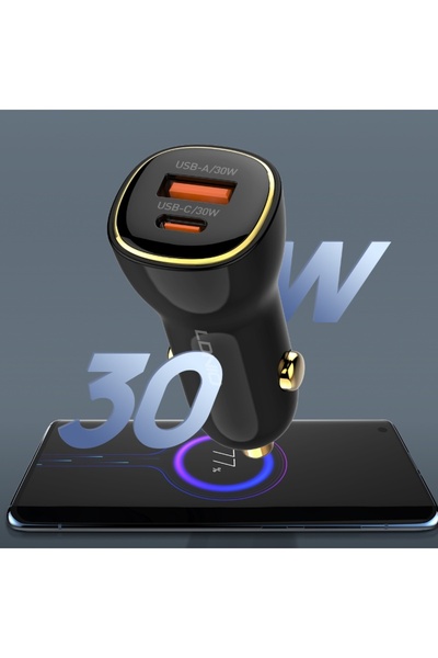 LDNIO C 103 60W Fast Car Charger PD 30W + QC 30W Supports PD/PPS/QC