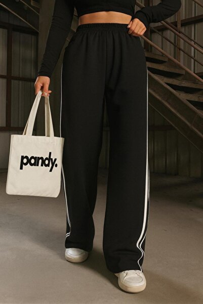 pandy Γυναικείο φαρδύ παντελόνι με διπλή ρίγα