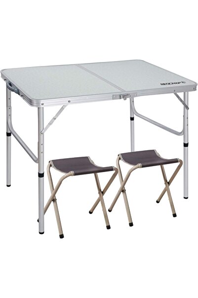 Generic Foldable Aluminum Table, Adjustable Height Lightweight Portable Camping Table (90 x 60 cm)