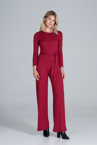 Figl Knitted jumpsuit with side tie - red jumpsuit M835 size S
