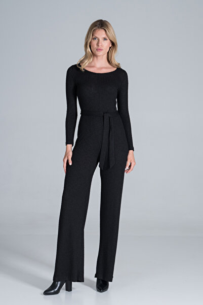 Figl Knitted jumpsuit with side tie - black jumpsuit M835 size S