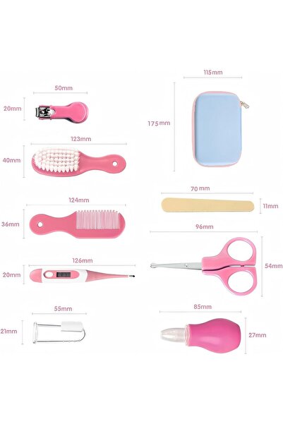 Generic MclleHome 8-in-1 Baby Grooming and Care Kit (Brush, Comb, Nail Clipper, Nasal Cleaner, Thermometer)