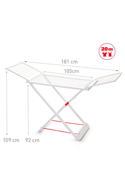 PlasticForte 20M Resin Clothes Drying Rack,Heavy-Duty, White, Made In Spain