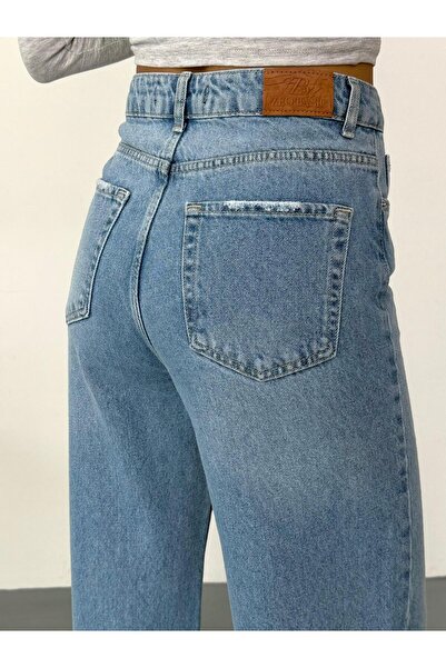 XBELLA DENİM Blugi cu picioare largi pentru femei Blue Grinding talie înaltă