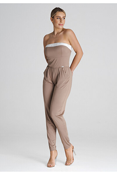 Figl Loose jumpsuit with ruffles, beige M1025, size S